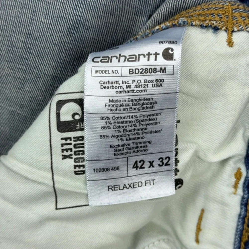 Carhartt Jeans Mens 42x32 Blue Rugged Flex Relaxed Fit Utility Carpenter Work